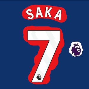SAKA #7 nameset flocking + sleeve badge home 2025 2026 away official product