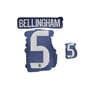 May include: A navy blue and white graphic featuring the name "BELLINGHAM" above the number "5". The number is large and stylized, with a smaller version to the right. The design includes a team logo.