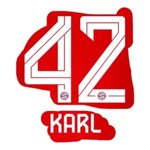 May include: A red graphic featuring the number 42 in white, and the name "KARL" in white. The design includes a team logo, suggesting it's related to sports apparel or fan merchandise.