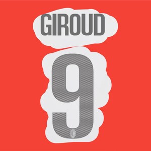 Puede incluir: Una nube blanca con la palabra "GIROUD" en texto negro, y un número gris "9" con un contorno blanco.