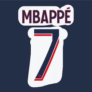Mbappé #7 2023 2024 away name set flocking. Official