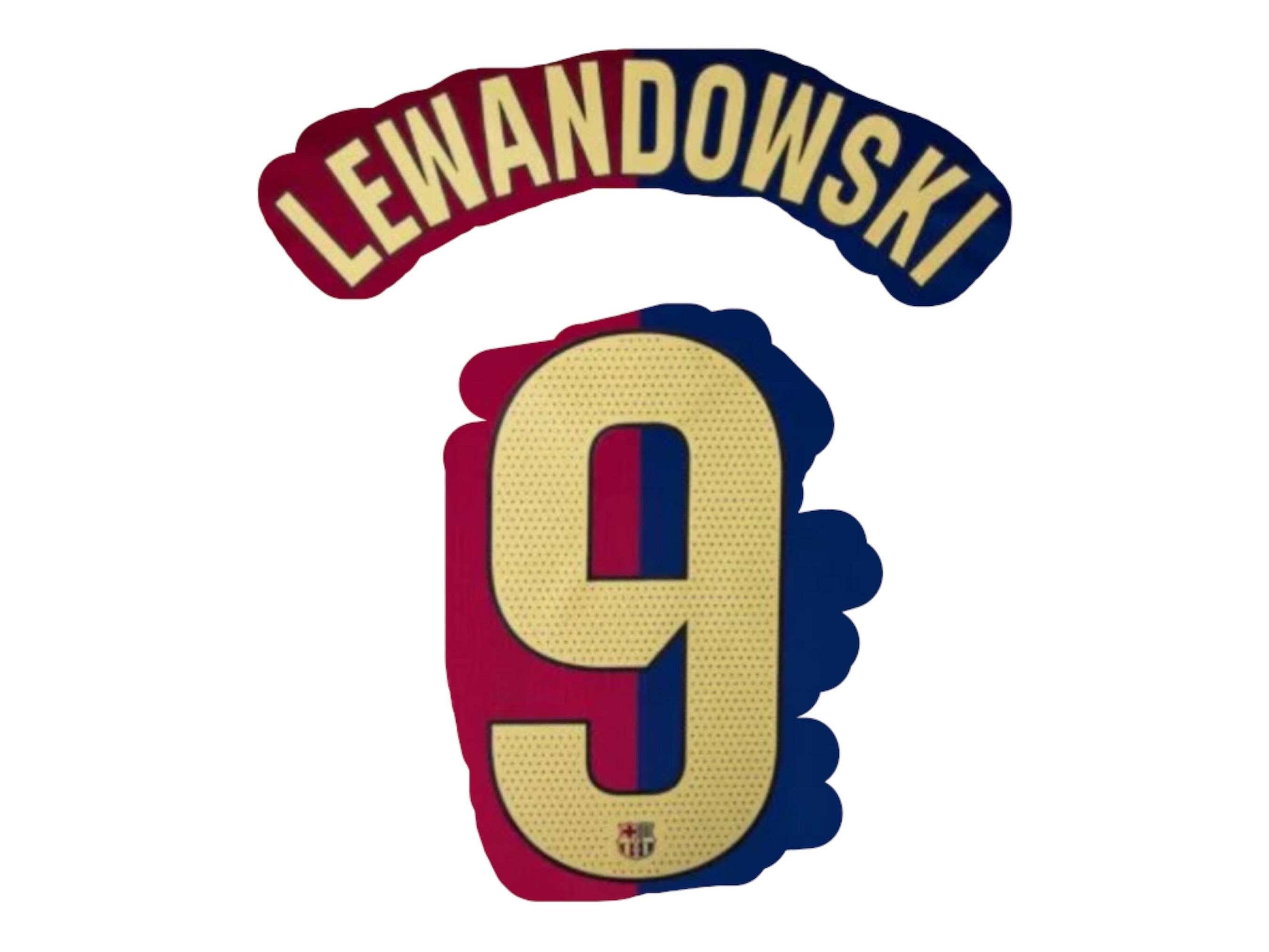 植毛ネームセット LEWANDOWSKI #9 2024 2025 バルセロナ ホーム - Etsy