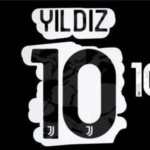 May include: Black and white football shirt with the number 10 and the word "YILDIZ" on the front.