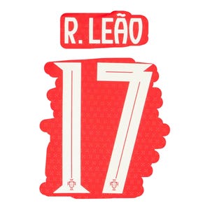 May include: A red and white graphic featuring the name "R. LEÃO" above the number "17". The number is in a bold, stylized font with a white outline, set against a red background. The design includes a small emblem at the base of the number.