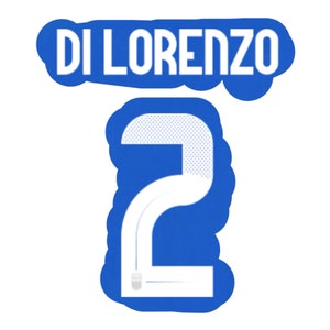 May include: A blue and white jersey with the number "2" and the name "DI LORENZO" in white.