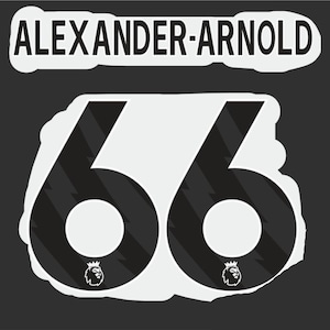 May include: Black and white number 66 with a white and black striped pattern. The number is outlined in white and has a small black and white crest in the bottom center.