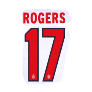 May include: A white sports jersey decal featuring the name ROGERS in bold red capital letters above the large number 17. The number 17 is rendered in red with a dark blue outline and includes a small emblem at the base of each digit.