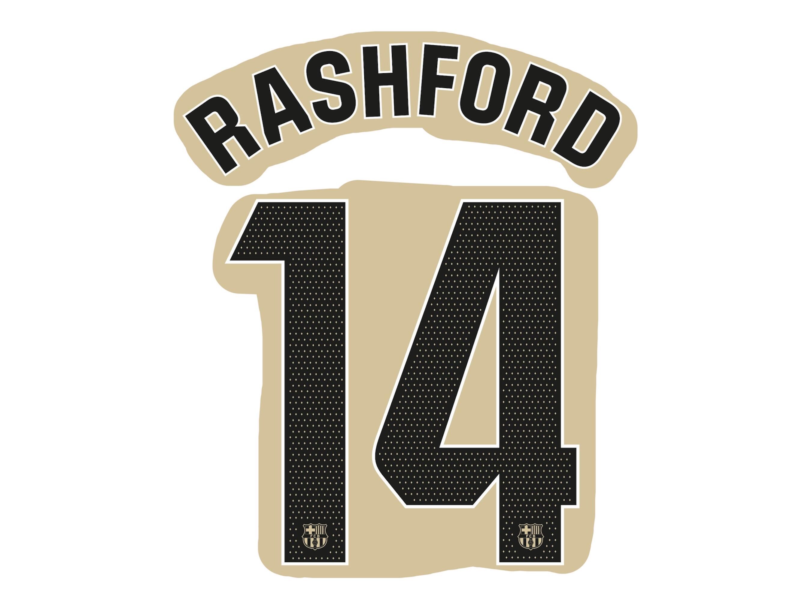 フロッキングネームセット ラッシュフォード #14 2025 2026 バルセロナ