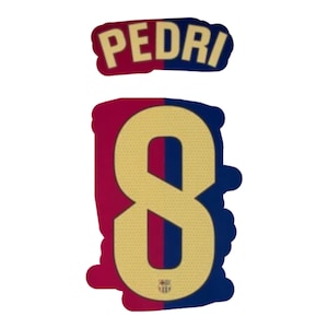 PEDRI #8 2024-2025 Barcelona Home Nameset Floccaggio