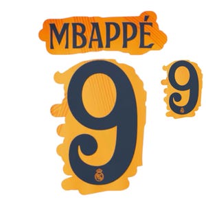 May include: Orange and blue jersey number with the name "MBAPPÉ" above it.