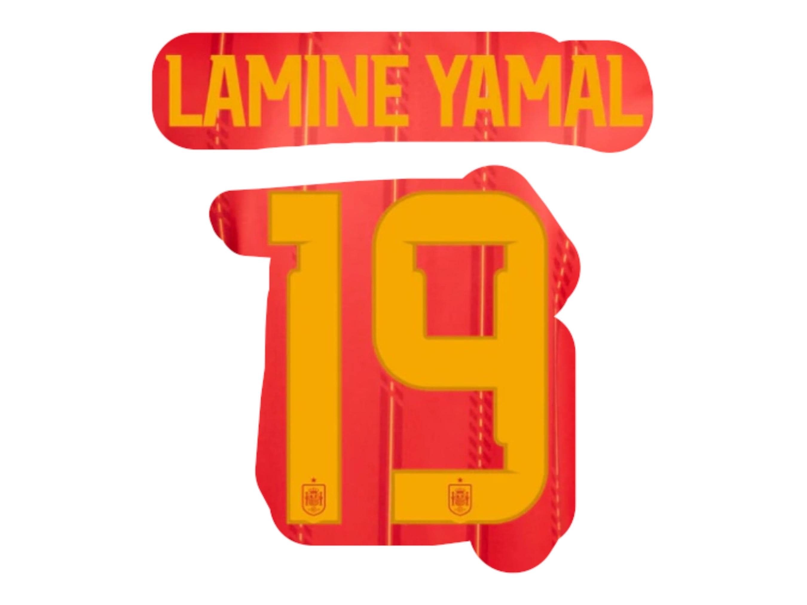 Lamine Yamal #19 2026 Spain World Cup 2026 Home Nameset Flocking