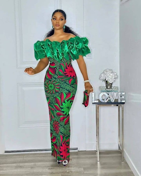 Stylish Asoebi Ankara dress, African print dress, Ankara mermaid dress, Ankara wedding dress, Ankara prom dress, Birthday dress, asoebi