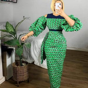 African kaftan print dress, Long stylish kaftan dress, stylish Ankara dress, Ankara wedding dress, Ankara prom dress, Birthday dress, asoebi
