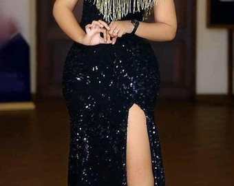 Quality Female Sequins  gown, female dress, trending style, Traditional outfit, asoebi style, birthday outfit, Wedding dress