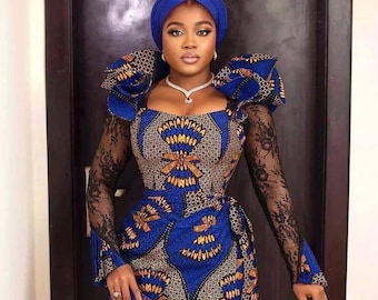 African print dress, Ankara mermaid dress, Ankara wedding dress, Ankara prom dress, Birthday dress, asoebi