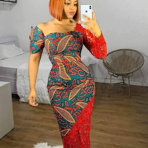 African kaftan print dress, Long stylish kaftan dress, stylish Ankara dress, Ankara wedding dress, Ankara prom dress, Birthday dress, asoebi