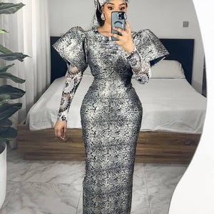 African kaftan print dress, Long stylish kaftan dress, Ankara wedding dress, Asooke, Birthday dress, asoebi.