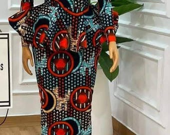 African kaftan print dress, Long stylish kaftan dress, Ankara wedding dress, Asooke, Birthday dress, asoebi.