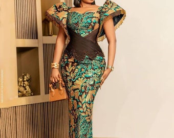 Long African Ankara dress, African print dress, Ankara mermaid dress, Ankara wedding dress, Ankara prom dress, Birthday dress, asoebi