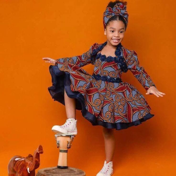African kids traditional wear, African print outfit. For kids, African wear for  teens girls,Birthday outfit, asoebi for baby girls