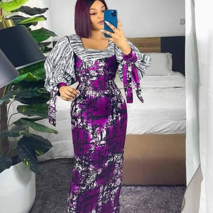 African kaftan print dress, Long stylish kaftan dress, stylish Ankara dress, Ankara wedding dress, Ankara prom dress, Birthday dress, asoebi