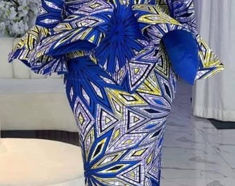 African kaftan print dress, Long stylish kaftan dress, Ankara wedding dress, Asooke, Birthday dress, asoebi.