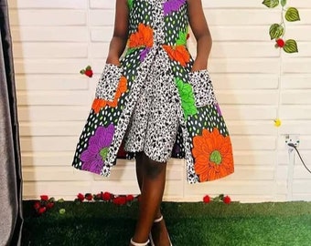 Stylish Ankara kid dress, African print dress, For kids, Female kid ankara dress, Ankara prom dress, Birthday dress, asoebi
