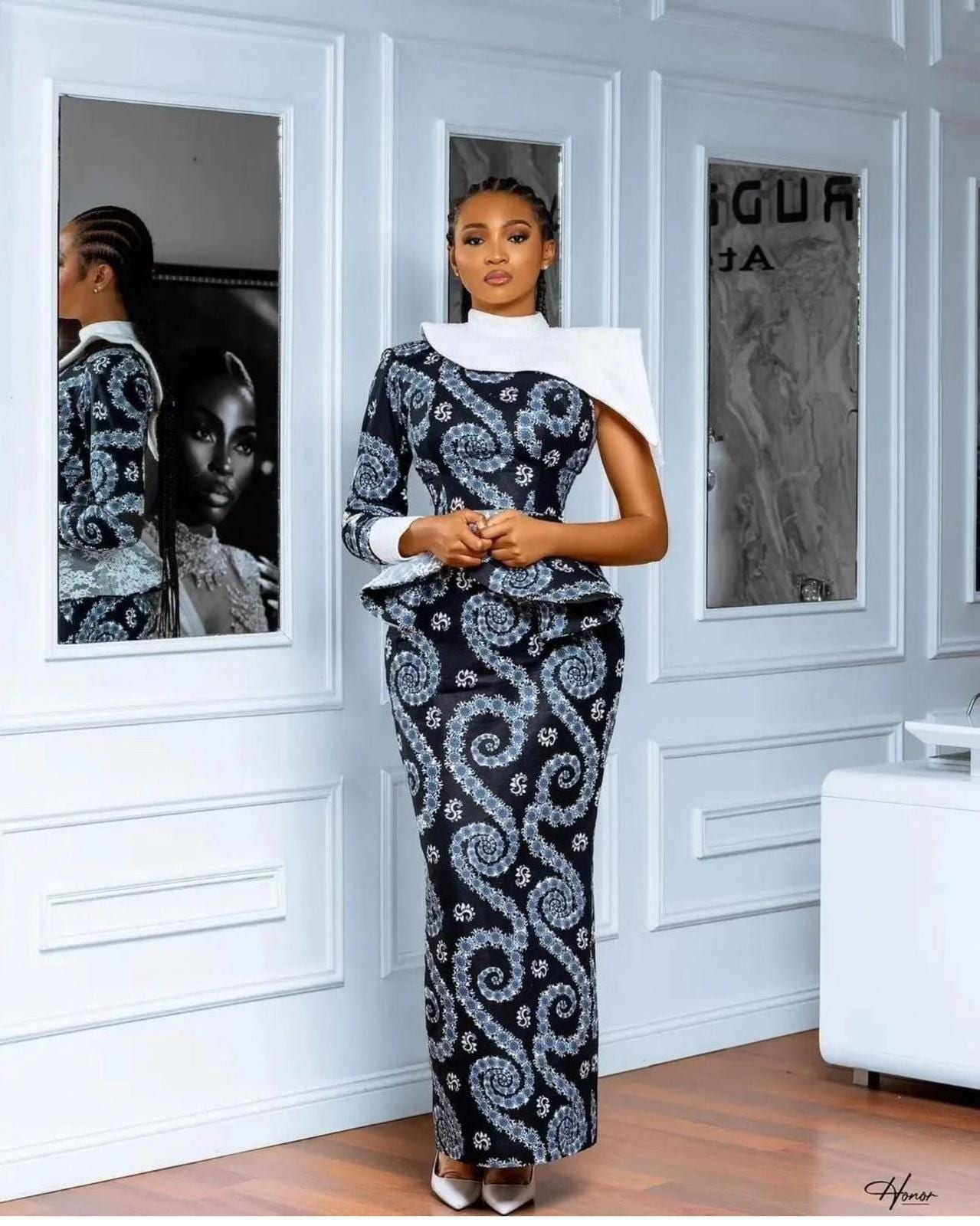 Black And White African Print Dress African Print Ladies Dress For