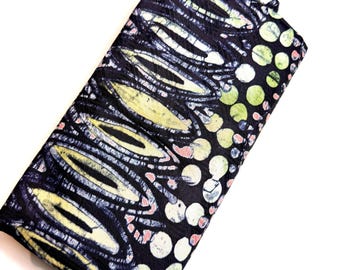 Hand-Dyed Batik Fabric: Craked Wax Pattern Cotton Brocade.