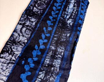 Hand-Dyed Batik Fabric: Craked Wax Pattern Cotton Brocade.