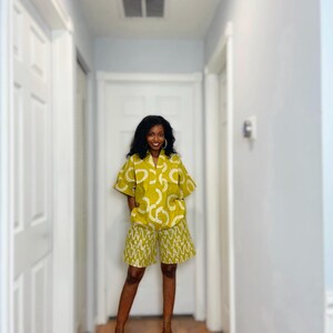 Adire Batik 2 Piece Short Set | Handmade African Summer Outfit, Relaxed Fit Matching Set image 15