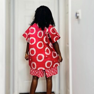 Adire Batik 2 Piece Short Set | Handmade African Summer Outfit, Relaxed Fit Matching Set image 20