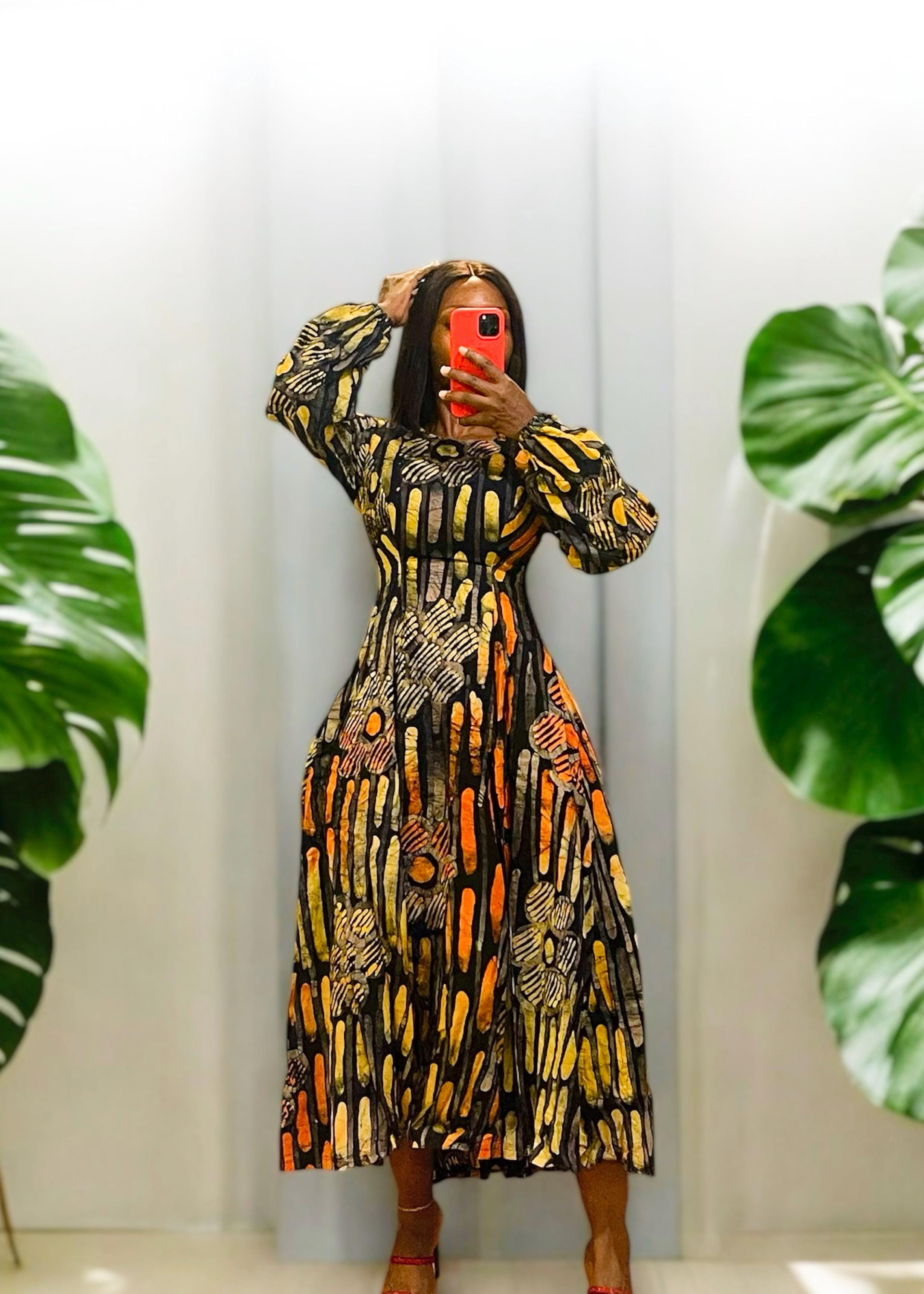 Elegant Adire Batik line dress