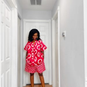 Adire Batik 2 Piece Short Set | Handmade African Summer Outfit, Relaxed Fit Matching Set image 17