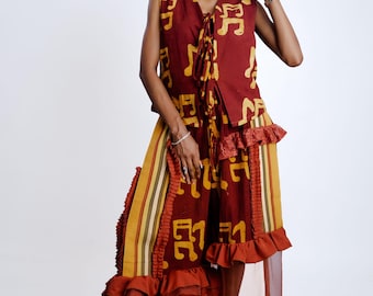 Handmade Adire Two-Piece Set | African Batik Palazzo Pants Outfit
