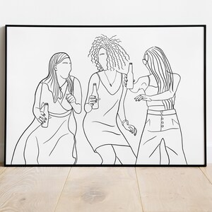 Enge Freunde für immer: Personalisiertes Portrait für die beste Freundin, individuelle Zeichnung zum Muttertag, One Line Drawing, Geschenk für Mama und Oma