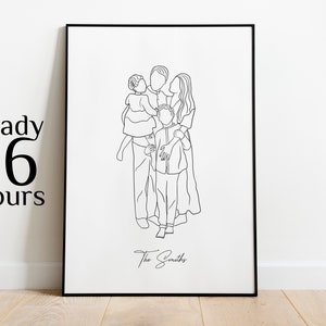 Disegno a una linea Regali dell'ultimo minuto Regali per la festa della mamma Disegno personalizzato da foto Costume Ritratto di coppia Regali per la famiglia Costume Linea