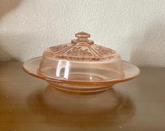 Sharon Pink Cabbage Rose Butter Dish