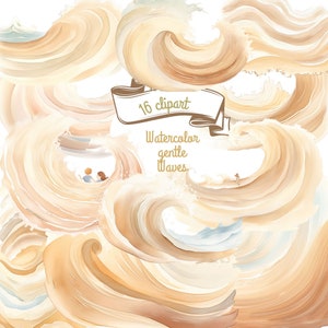 Zachte zee golven clipart bundel, aquarel clipart PNG, Oceaan clipart, aquarel strand clipart, kaart maken, Instant Download, zand PNG