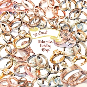Watercolor Wedding Rings clipart, Just Married PNG, Just Married Rings Png, Wedding Sublimation Design, Wedding Card Design, Bride Clipart