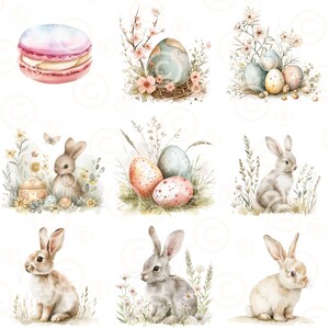 Classic Easter Vintage Watercolor Clipart Bundle, 81 Png Easter Images ...
