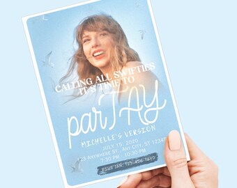 Invitation de fête Taylor Swift modifiable, impression ou fichier numérique disponible, Invitations Swiftie
