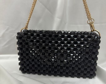 black bead bag crystal bag square hard bag gift bag Turkish craftsmanship bag glitter bag
