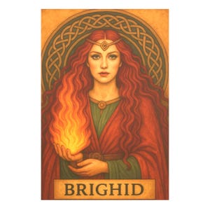 Brighid Poster, Celtic Goddess Art Print, Irish Mythology, Goddess of Fire, Home Decor, Pagan Poster, Wall Art, Mythological Art