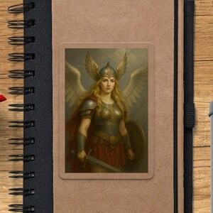 Adesivo Valkyrie, adesivo guerriera alata, adesivo arte fantasy, arte cavaliere femminile, mitologia norrena, bella donna, adesivo unico
