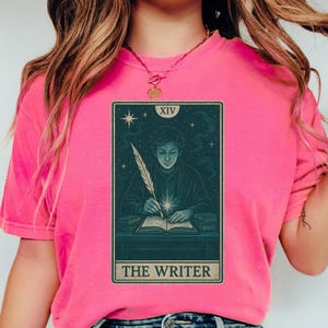 T-shirt de carte de tarot de l'écrivain, t-shirt littéraire, chemise d'auteur, chemise de lecture, cadeau pour écrivains, t-shirt unique, t-shirt artistique