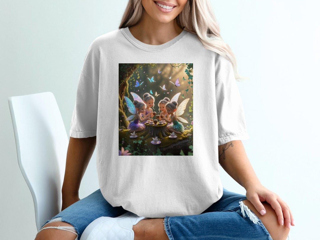 Girls Black Fairy Print T-Shirt with Net Dress Design – Cute Party Wear Top main image 1