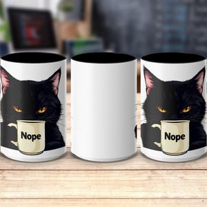 かわいい黒猫マグカップ、猫アートコーヒーカップ、面白い猫好きへのギフト、オフィス用のユニークな猫マグカップ、スタイリッシュな猫のドリンクウェア