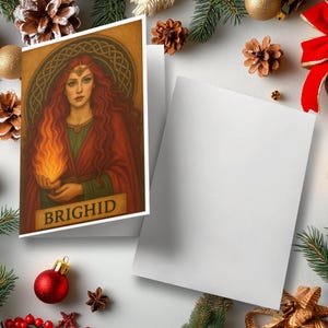 Cartão de felicitações da deusa Brighid, cartão postal da deusa irlandesa, cartão de arte celta, cartão pagão, deusa do fogo, deusa celta, mitologia irlandesa