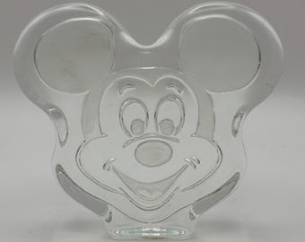 Gepensioneerde Disney Mickey Mouse-gezicht presse-papier | Zwaar mat helder glas